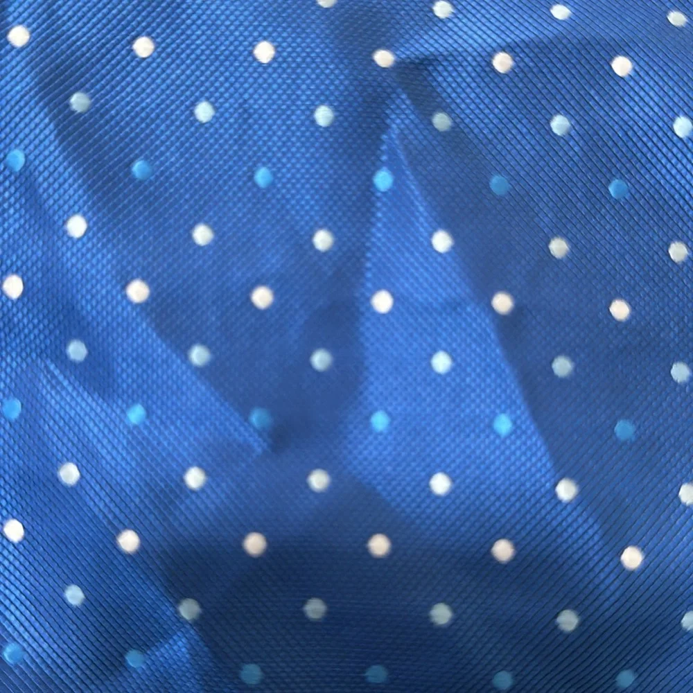 Three Men’s Pocket Square. Navy Blue, Cobalt Blue, and Purple. With Polka Dots. - Picture 3 of 5